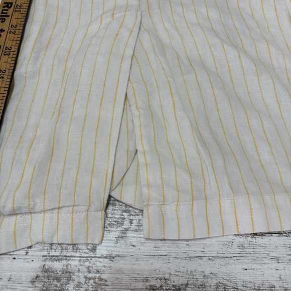 Cynthia Rowley Sz Medium 100% Linen Blazer Jacket Ivory Yellow Flip Pocket - Picture 7 of 14